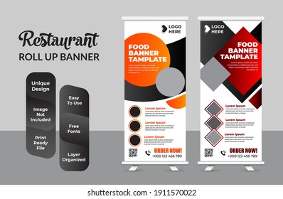 Food and Restaurant roll up banner design template collection