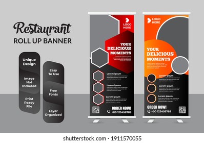 Food and Restaurant roll up banner design template collection
