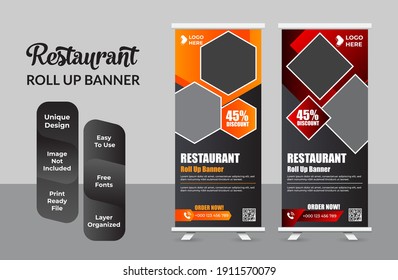 Food and Restaurant roll up banner design template collection
