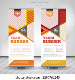 Food & Restaurant Roll Up Design Set. Standee Design.Roll Up Banner Template. Vector illustration - Vector