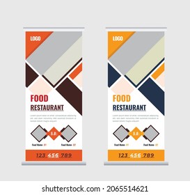 Food Restaurant Roll Up Stand Banner Template Design