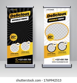 Food and restaurant roll up or x banner design template