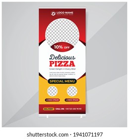 Food and restaurant rollup or x banner design template