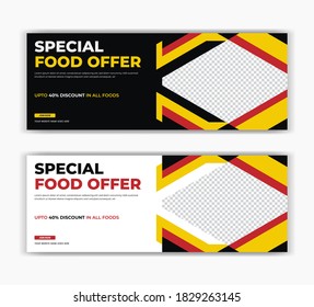 Food restaurant sale offer social media post poster cover page, header, timeline flyer web banner template design