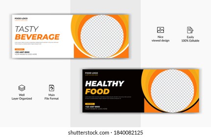 Food restaurant sale offer social media post poster cover page, header, timeline flyer web banner template design