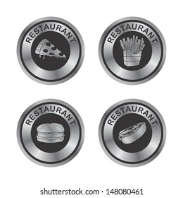 food restaurant silver metallic button