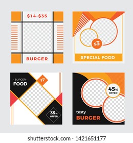 food restaurant social media post web banner design set template Memphis abstract template gradient color mix vector file eps 10 food sale banner