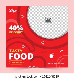 Food restaurant social media post, square banner template Premium vector
