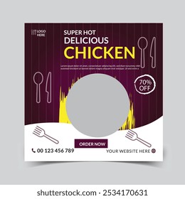 Food and Restaurant Social Media Post Template Design. Social media banner for food business. Food social media template. Vegetable, Junk Food

