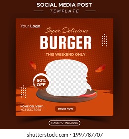 Food restaurant for social media template special fresh delicious burger menu promo