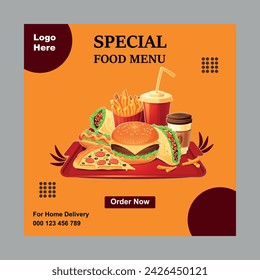 Food restaurant for social media template special fresh delicious food menu 