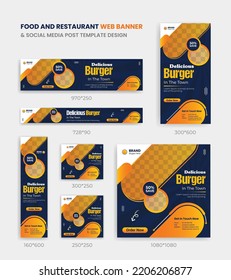 Food And Restaurant Web Banner Design Template And Social Media Post Design