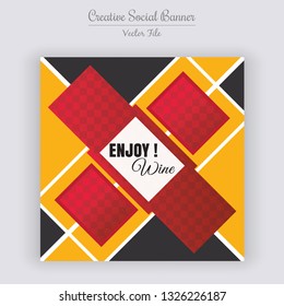 Food & Restaurant  web social media banner design. Anyone can use This Design Easily.Promotional square web banner for social media. Elegant sale and discount promo - Vector.
