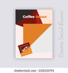 Food & Restaurant  web social media banner design. Anyone can use This Design Easily.Promotional square web banner for social media. Elegant sale and discount promo - Vector.