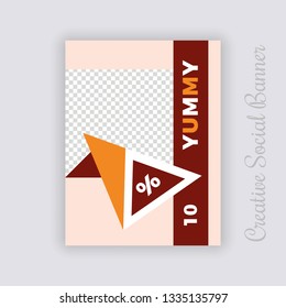 Food & Restaurant  web social media banner design. Anyone can use This Design Easily.Promotional square web banner for social media. Elegant sale and discount promo - Vector.