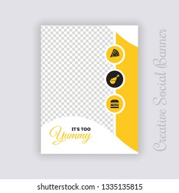 Food & Restaurant  web social media banner design. Anyone can use This Design Easily.Promotional square web banner for social media. Elegant sale and discount promo - Vector.
