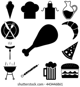 Food and restourant signs set. Vector illustration