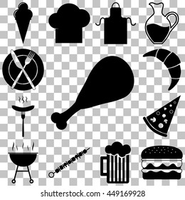 Food and restourant signs set. Vector illustration
