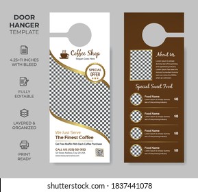 Food Restuarant Door Hanger, Coffee Shop, Vector Illustration, Modern Door Hanger, Do Not Disturb And Make Up Room Sign Premium Vector, Door Hanger Design Template