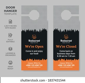 Food Restuarant Door Hanger, Vector Illustration, Modern Door Hanger, Do Not Disturb And Make Up Room Sign Premium Vector, Door Hanger Design Template