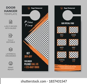 Food Restuarant Door Hanger, Vector Illustration, Modern Door Hanger, Do Not Disturb And Make Up Room Sign Premium Vector, Door Hanger Design Template