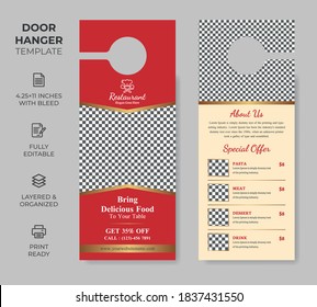 Food Restuarant Door Hanger, Vector Illustration, Modern Door Hanger, Do Not Disturb And Make Up Room Sign Premium Vector, Door Hanger Design Template