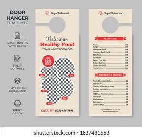 Food Restuarant Door Hanger, Vector Illustration, Modern Door Hanger, Do Not Disturb And Make Up Room Sign Premium Vector, Door Hanger Design Template