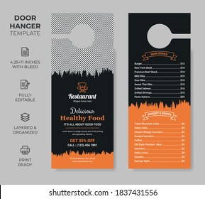 Food Restuarant Door Hanger, Vector Illustration, Modern Door Hanger, Do Not Disturb And Make Up Room Sign Premium Vector, Door Hanger Design Template