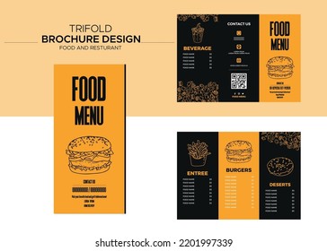 Food Resturant Flyer Brochure
Design Vector Template In A4 Size Tri Fold. Returant Menu Template.