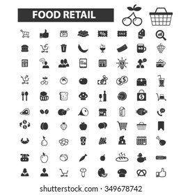 Food Retail Icons, Signs Vector Concept Set For Infographics, Mobile, Website, Application
