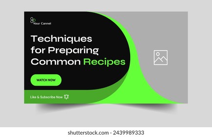 Food review cover banner, restaurant food banner design, trendy food recipe video thumbnail banner design, and completely editable vector eps10 file format