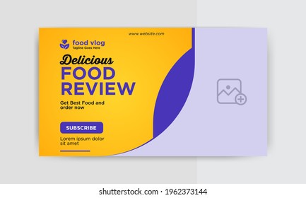 Food Review Thumbnail design for any video. Video thumbnail or web banner template. social media Video cover photo
