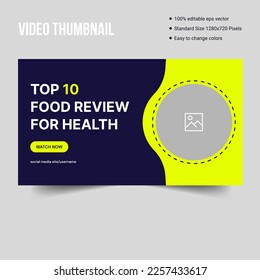 Food review video thumbnail cover banner template design, abstract web banner for youtube