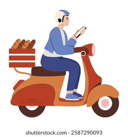 Food rider illustration in flat style 
