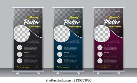 Food Roll Up Banner Design Restaurant Roll Up Banner Design Template With Multiple Color And Clean Mockup