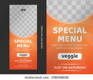 Food roll up banner design template for restaurant Premium Vector