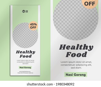 Food roll up banner design template for restaurant Premium Vector