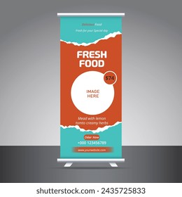 Food Roll up banner design vector template