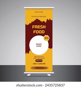 Food Roll up banner design vector template