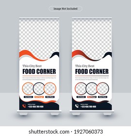 Food Roll Up Banner Template. Restaurant X banner Design