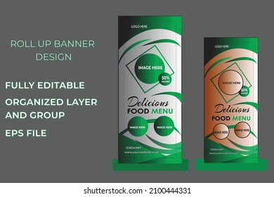 Futter Roll-up Banner Vektorvorlage Design.