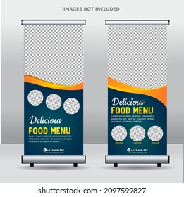 Food roll up business banner design template