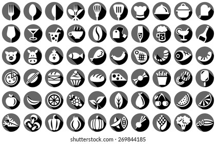 food round icon set fruits