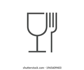 Food safe logo. Wine glass and fork symbol. Vector icon.