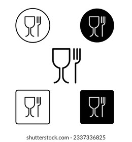 conjunto de iconos de marca de seguridad alimentaria. vidrio con señalización de horquilla para productos alimenticios seguros.