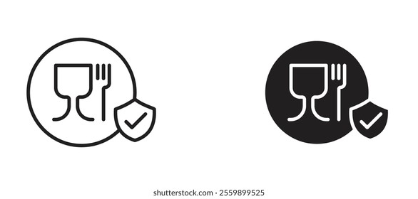 Food safe mark Icon set in black color for ui designs