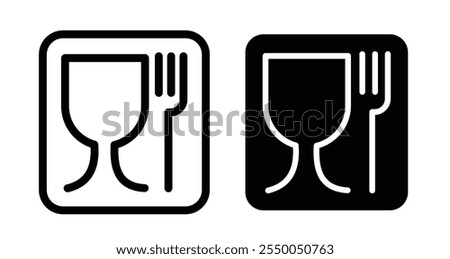 Food safe mark Icon set in black filled and line.