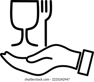 Food safe material sign. glass and fork symbol meaning plastics is safe. single icon