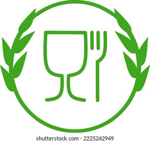 Food safe material sign. glass and fork symbol meaning plastics is safe. single icon