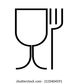 Food safe material sign,wine glass and fork symbol meaning plastics is safe.